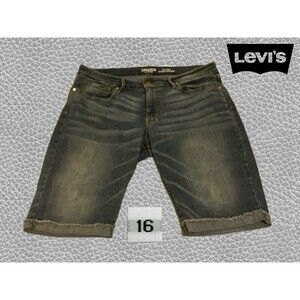 Levi’s Denizen Shorts Women’s Size 16 Blue Mid Rise Bermuda Shorts Cuffed